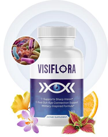 VisiFlora supplement bottle beside its retail box